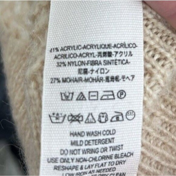 Free People Mohair Transparent Crew Neck Sand Tunic Sweater Lounge Soft Cozy M - Picture 10 of 10